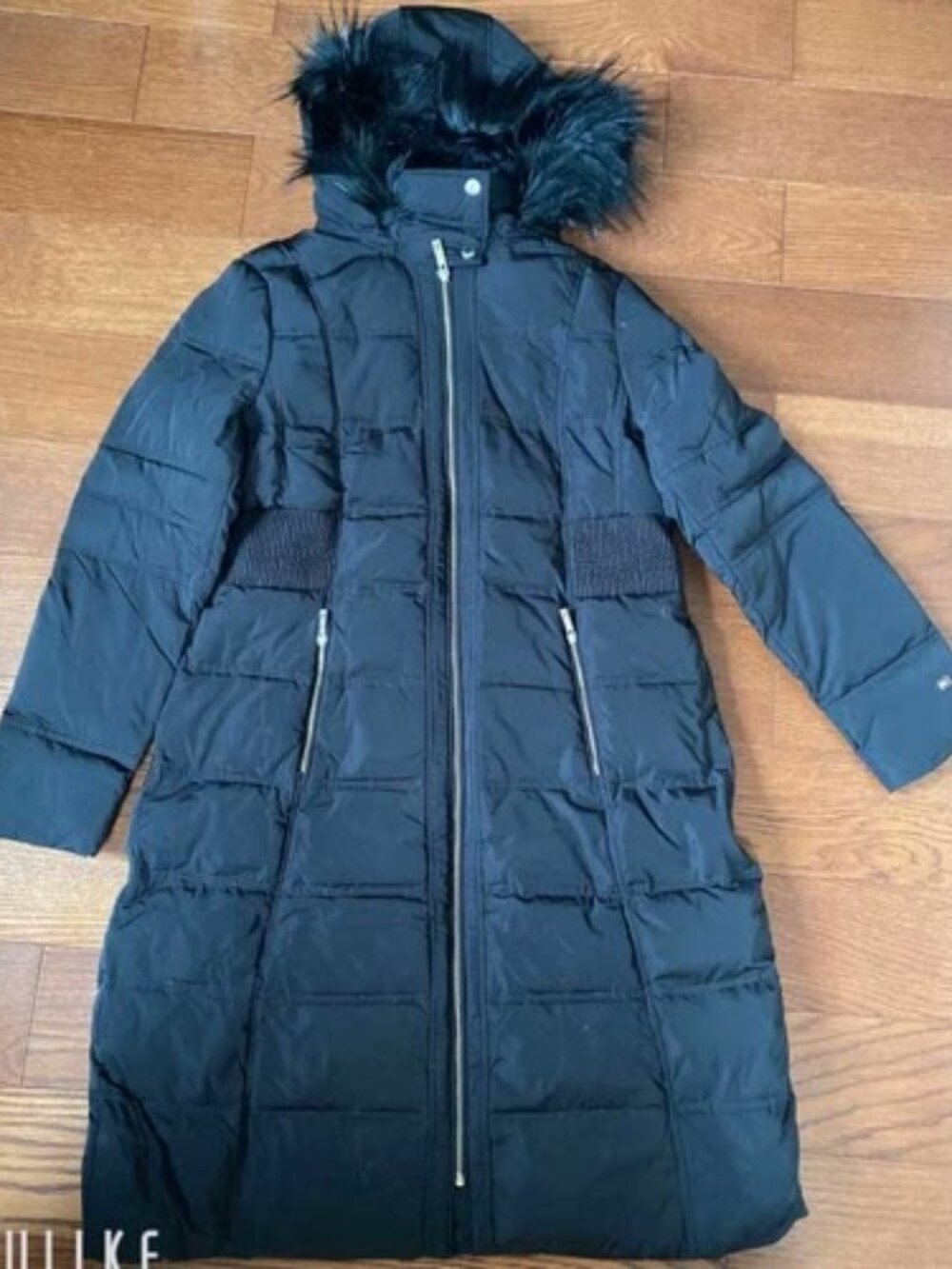 Tommy Hilfiger Women's Black Faux-Fur-Trim Hooded Puffer Coat — Size L